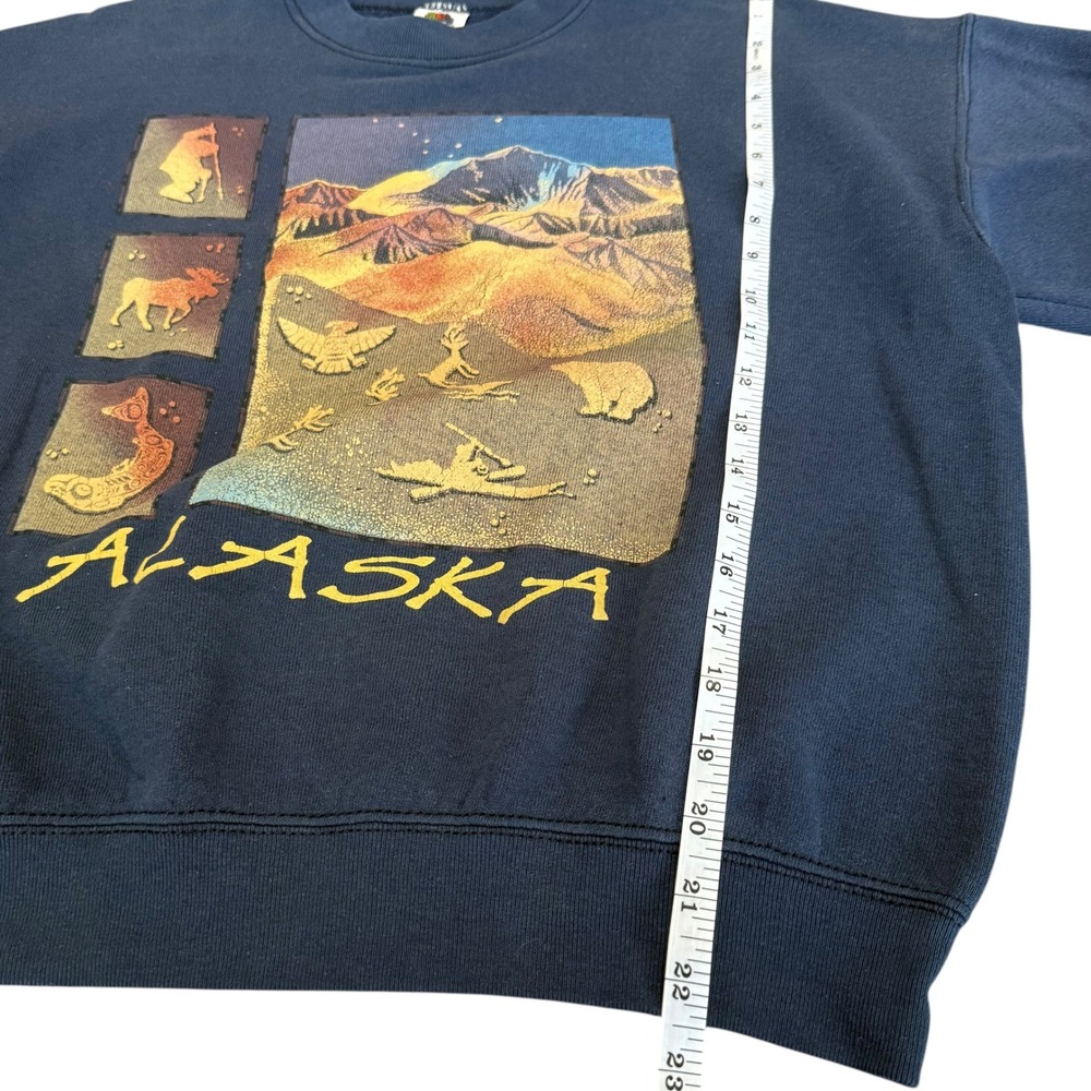 VTG Fruit of the Loom Alaska Graphic Sweatshirt Blue Crewneck Wildlife Size M - Picture 9 of 10